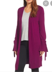 Halogen Medium Nordstrom Tunic Open Long Cardigan Sweater Bell Sleeve Cuff M - Picture 1 of 6