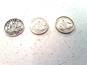 australian coins threepence 3 1926.1927.1934 - Picture 1 of 1