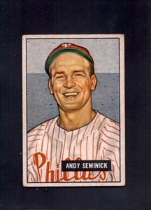 1951 Andy Seminick Bowman #51 Phillies Baseball Card