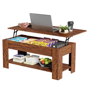 Coffee Table Lift Top Coffee Tables with Hidden Compartment and Storage Shelf - Picture 1 of 53