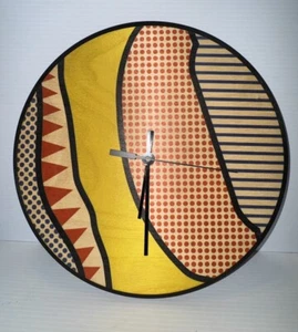 Original Hand Painted Clock Pop Art Design 11.5” Round Wood - Picture 1 of 7