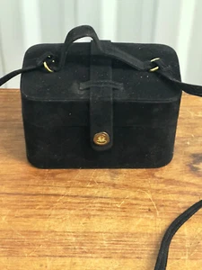 Vintage Black Velvet Box Bag W/ Long Strap - Picture 1 of 6