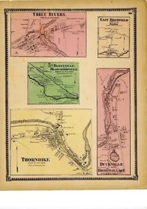 Mapa de 1870 Three Rivers, Tennyville, Blanchardville, Thorndike, Duckville, MA - Imagen 1 de 4
