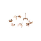 Rose Gold Stainless Steel Earrings - Moon Studs - 8mm - 2 Pieces 1 Pair - ER372