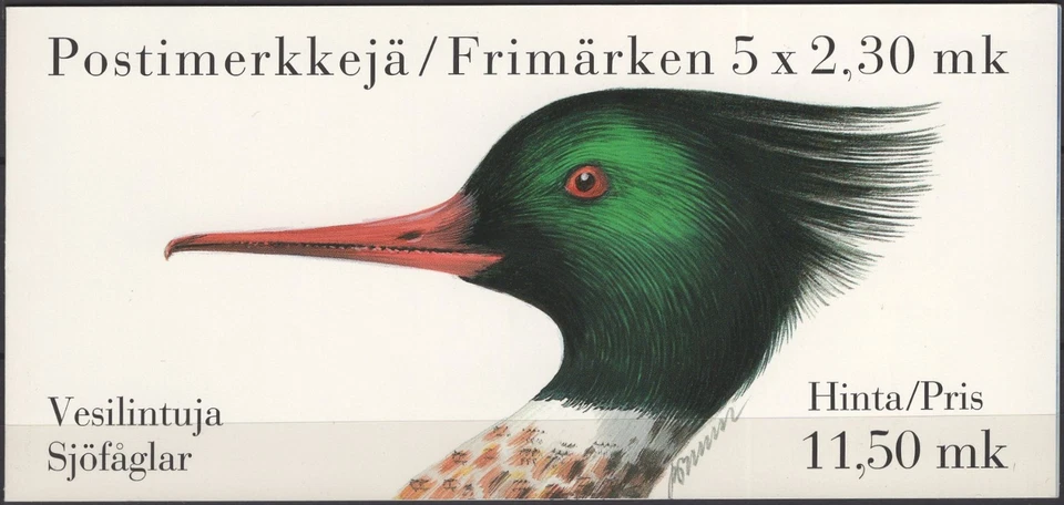 Finland 1993 Mi 1223-1227 MH 35 booklet complete, used VF - Water Birds - Image 1 of 4