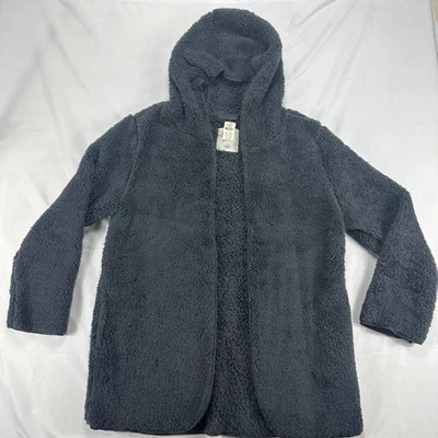 Cárdigan ROSA Victoria's Secret Sherpa para mujer M/L gris con capucha frente abierto nuevo con etiquetas Foto 1 de 4