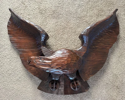 "Antiguo arte popular americano primitivo estilo Bellamy talla águila 25"" x 20""" Foto 1 de 4