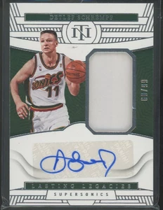 Camiseta autógrafa 2022-23 Panini National Treasures Detlef Schrempf #LL-DSF /99 - Imagen 1 de 2