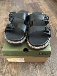 Keen Black Women’s Lana Slide Sandals Size 9.5 Leather New In Box - Picture 1 of 4