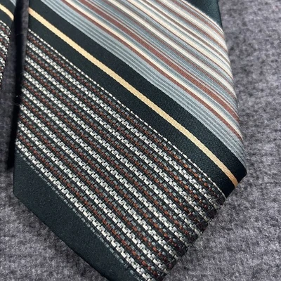 Винтажный JC Penney мужской магазин роскошь галстук синий белый в полоску сплетенный полиэстер галстук - Изображение 1 из 4