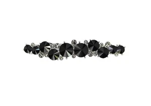 Gorgeous Black Premium Rhinestone Crystal Floral Small Hair Barrette Clip - Picture 1 of 4