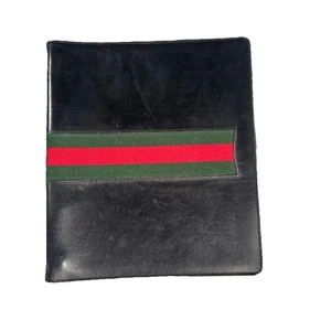 Cuaderno ejecutivo de cuero negro GUCCI vintage años 80/90 libreta de direcciones portafolio - Imagen 1 de 24