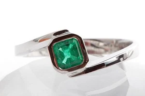 Designer Smaragdring 0,35ct 750 18K Weißgold Gr. 56 Kolumbien unbehandelt - - Bild 1 von 7