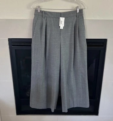 Pantalón J Crew Mujer 8 Plisado Cintura Alta Lana Pierna Ancha Recortado E6891 Foto 1 de 4
