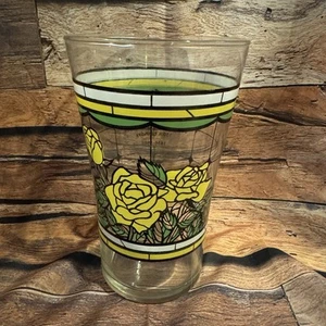 Vtg 1986 Whataburger Texas Yellow Rose Drinking Glass Tumbler 150th Birthday - Picture 1 of 6