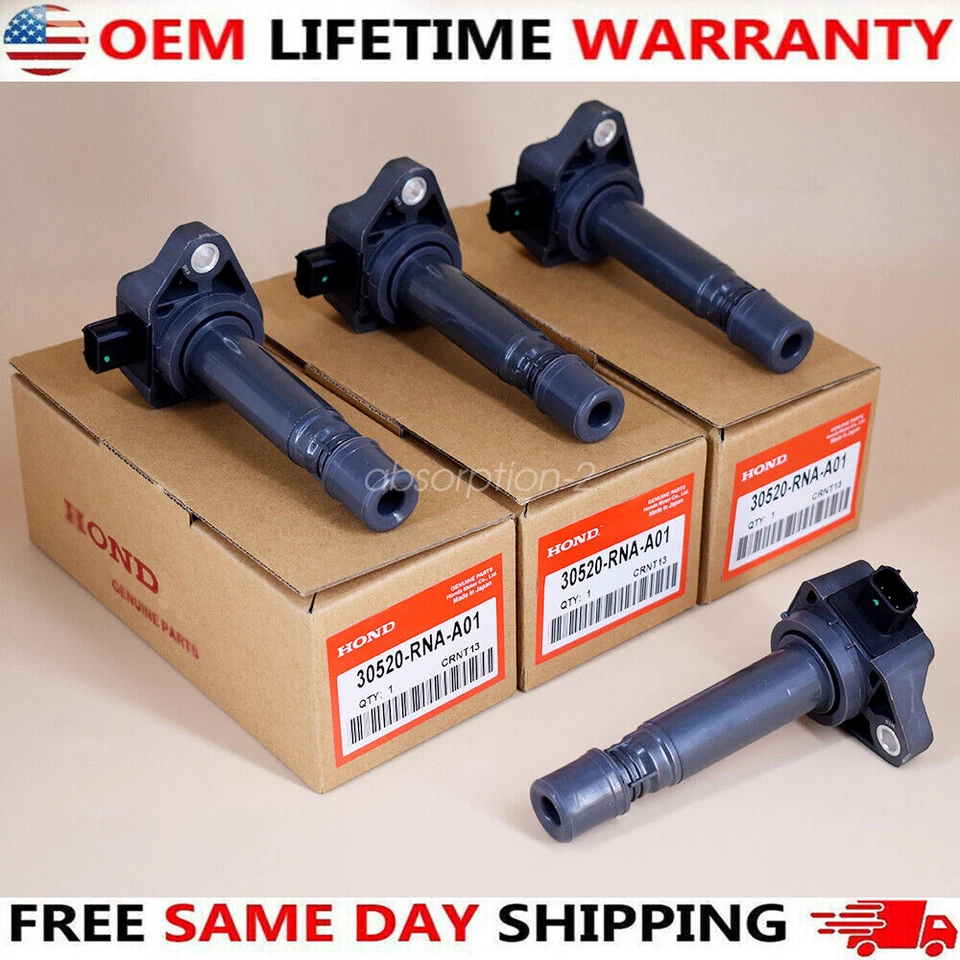 4PCS OEM 30520-RNA-A01 UF582 IGNITION COIL For 2006-2011 CIVIC 1.8L Genuine US Foto 1 de 4
