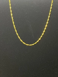 22K Solid Gold Diamond Cut Twisted Link Necklace 22" 2mm with 24K Clasp - Picture 1 of 4