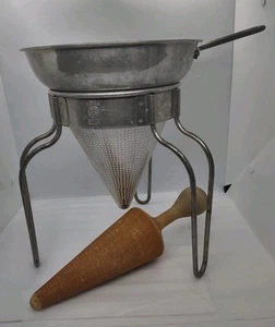 Vintage Nr. 8 Wear-Ever Aluminium Kegel Sieb Sieb mit Holzstößel - Bild 1 von 16