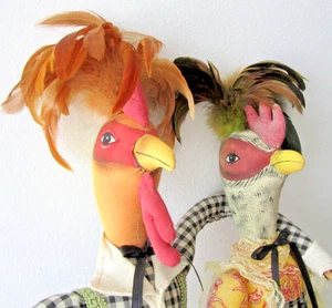 Gathered Traditions Joe Spencer Thanksgiving Hermione Hen Reginald Rooster Dolls - Picture 1 of 21