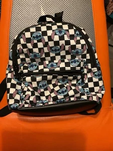 Bioworld Disney Stitch MINI Backpack Black White Checkered 11" x 9" - Picture 1 of 2
