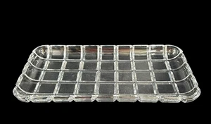 Vintage Wedgwood Clear Cut Crystal Serving Tray Tartan Plaid Pattern 13.5' x 7" - Picture 1 of 8