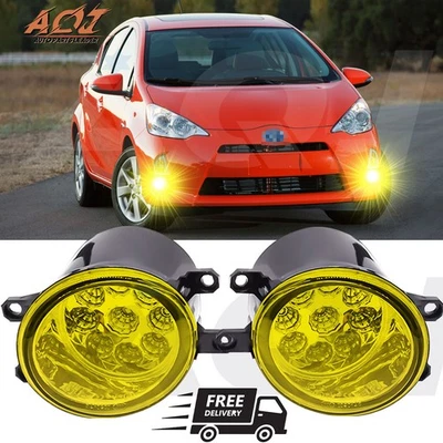 Yellow LED Fog Lights Bumper Driving Lamps for Toyota Prius C 2012-2019 Foto 1 de 4