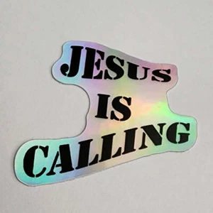 Holografische gestanzte Aufkleber "Jesus ruft" - Bild 1 von 7