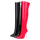 Ladies Club Shoes Synthetic Leather High Heels Zip Over Knee Boots UK Size b193