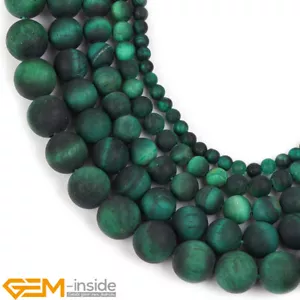 Frosted Green Tiger Eye Gemstone Round Loose Spacer Beads For Jewelry Making 15" - Bild 1 von 40