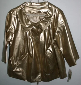 Glänzende goldene Abendjacke "e-col-o-gie" Satin gefüttert Neu mit Etikett Medium - Bild 1 von 14