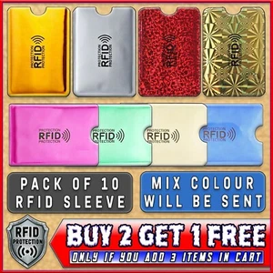 10x RFID Blocking Card Sleeve Credit/Debit Card Secure Holder ⭐BUY 2 GET 1 FREE⭐ - Picture 1 of 8
