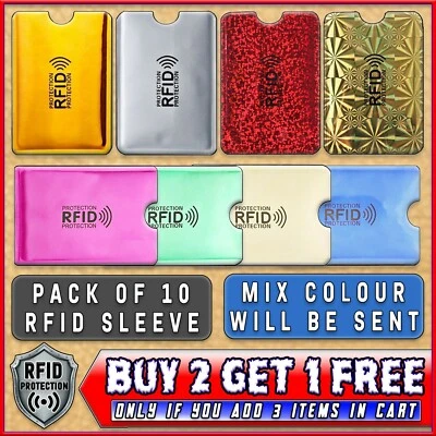 10x RFID Blocking Card Sleeve Credit/Debit Card Secure Holder ⭐BUY 2 GET 1 FREE⭐ - Image 1 of 4