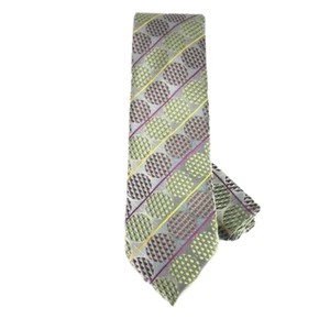 Barcelona Cravatte Men's Tie & Hanky Set Gray Brown Gold Fuchsia Sage Green Dots - Picture 1 of 4