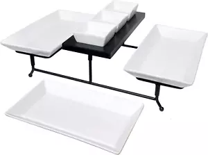 The Most Versatile 3 Tier Serving Tray. Collapsible Metal Stand with 3 Plates & - Picture 1 of 12