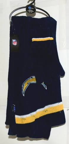 Los Angeles Chargers Chenille Scarf Glove Gift Set Blue Gold White Cover