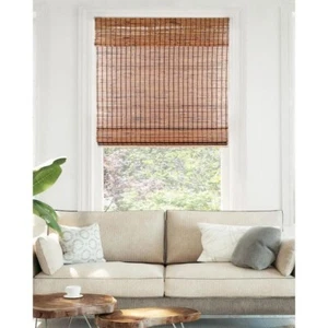 Chicology Cordless Light Filter Natural Woven Bamboo Roman Shade - Brown Beaver - Picture 1 of 8