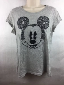 Girl's Disney Mickey Mouse Word Art Gray Graphic T Shirt Junior Size XL 15/17 - Picture 1 of 3