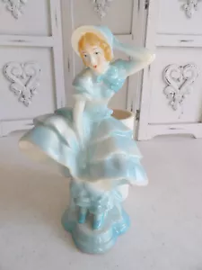 Plantadora/jarrón vintage 8" Southern Belle Lady ~ enaguas grande ~ Japón - Imagen 1 de 5
