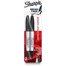 Sharpie Brush Twin Permanent Markers, Ultra Fine, Black, 2/Pack (SAN2152698)