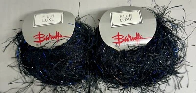 LOT OF 2 BALLS VINTAGE BARUFFA FUR LUXE EYELASH YARN - 50 G BLACK/BLUE- ITALY - Image 1 of 3