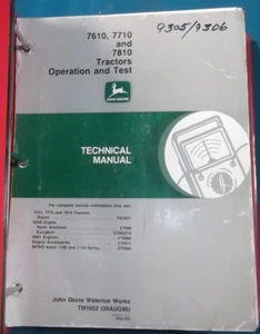 JOHN DEERE 7610 7710 7810 TRACTOR TECHNICAL SERVICE SHOP OPERATION TESTS MANUAL - Picture 1 of 5