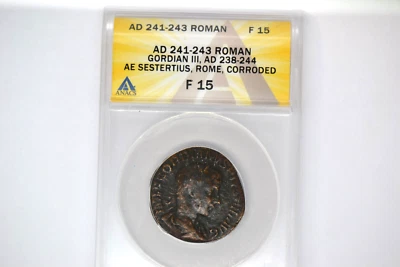 Gordian III (AD 238-244). AE sestertius (29mm). ANACS F-15 Corroded. - Image 1 of 4