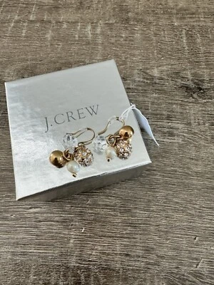 Pendientes colgantes J.Crew de perlas en tono dorado nuevos con etiquetas Foto 1 de 4