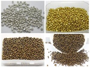 5000 Rocaille Glass  Beads 2mm (10/0) + Storage Box Metallic SIlver Gold