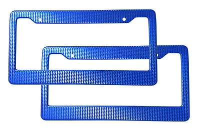 New Blue Carbon Fiber Look Alike Style Plastic License Plate Frame 2PC Set Foto 1 de 2