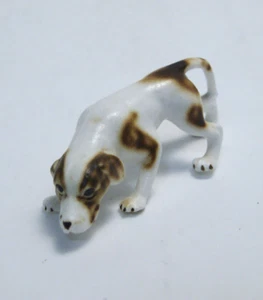 Figura puntero cazador perro pájaro pájaro porcelana blanca con manchas marrones de colección - Imagen 1 de 7