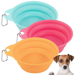 Collapsible Pet Bowl with Clip Portable Travel Picnic Water Food Dish Dog Pet - Picture 1 of 16