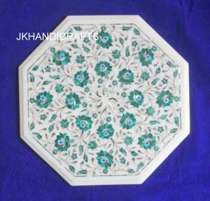 Malachite 12" Marble Coffee Side Table Top Floral Inlay Hallway Decor Art - Picture 1 of 3