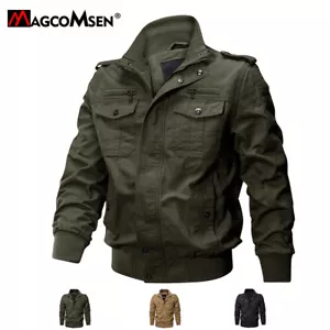 Mens Winter Firm Jacket Atheletic Cargo Zipper Jacket Coat Bomber Jacket For Men - Picture 1 of 31