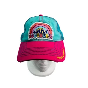 Simply Southern Mütze Damen verstellbar pink grün Regenbogen Druckknopflasche Logoaufnäher neu mit Etikett - Bild 1 von 7